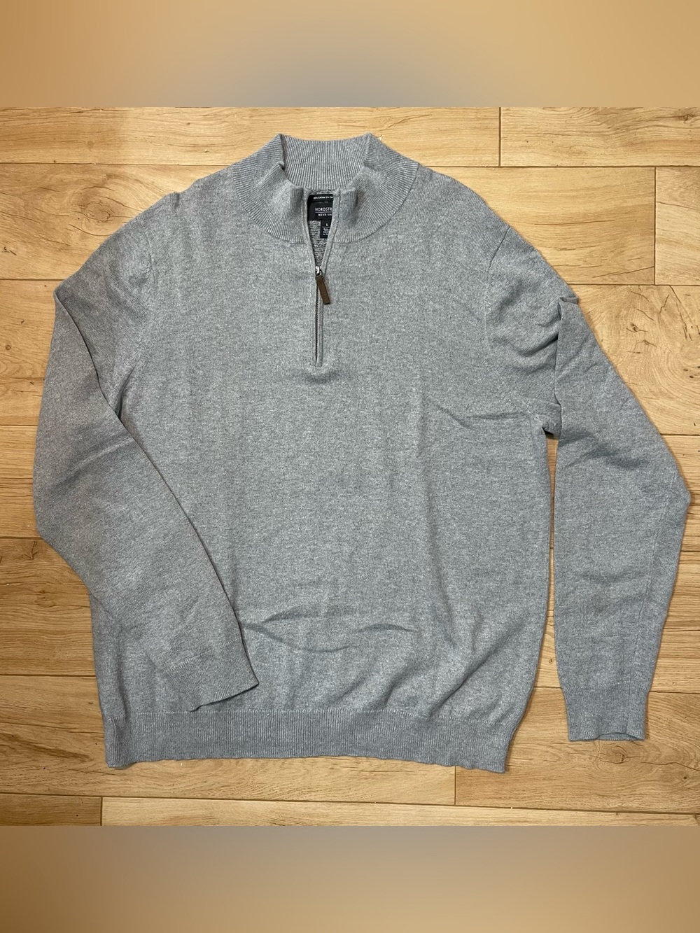 Nordstrom Men’s Gray Cotton-Cashmere Quarter Zip Sweater